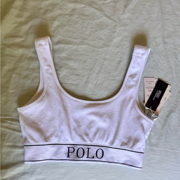 Ralph Lauren Women's White Ribbed Sports Bra Size XL - Picture 2 of 4